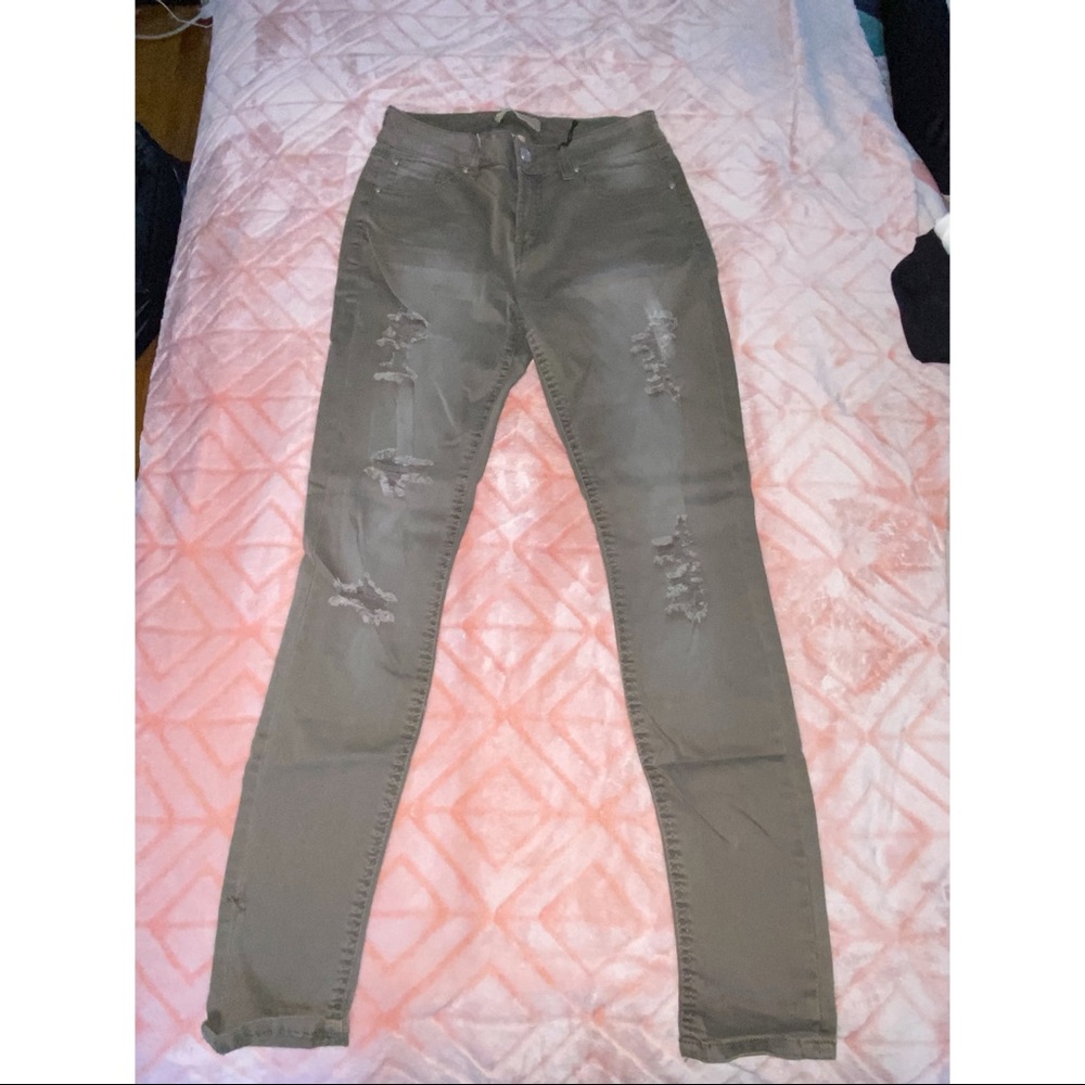 Navy green jeans